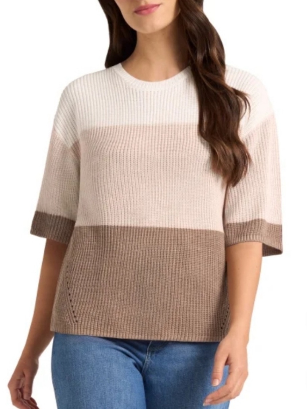 NWOT Matty M Color block Short-Sleeve Knit Sweater